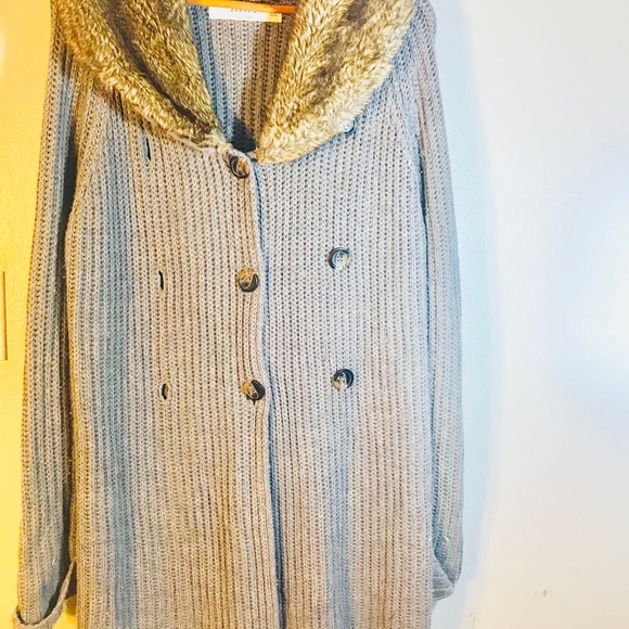 zara fur collar cardigan